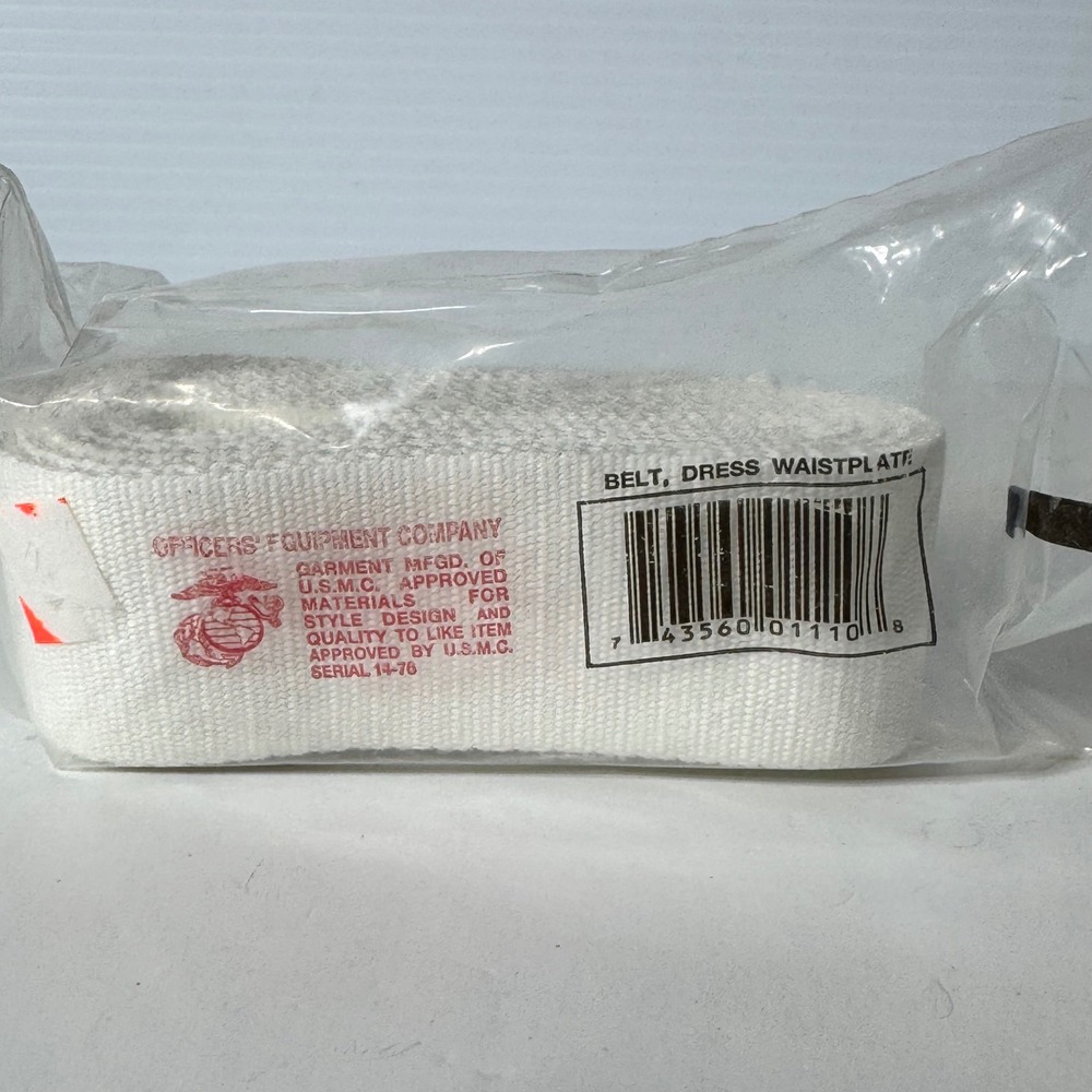 Officers Equipment Company USMC Dress Waistplate Belt White Serial 14-76